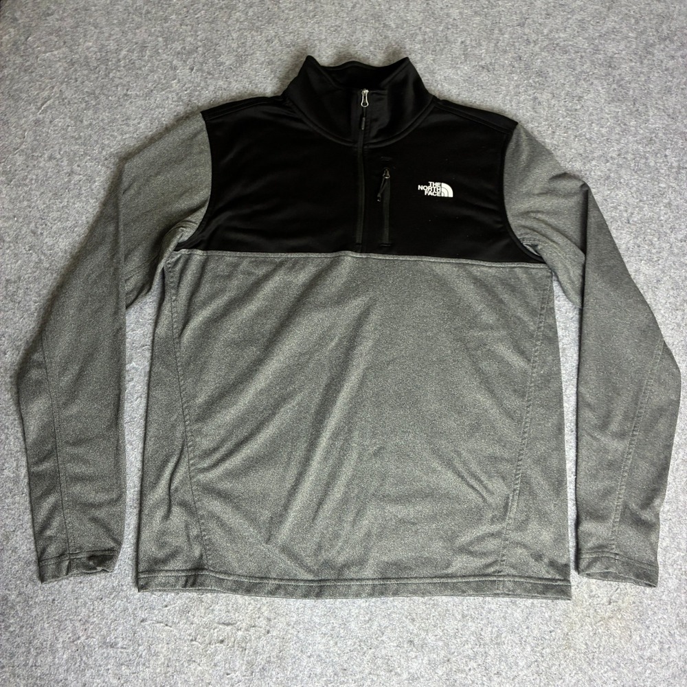 The North Face Men's Medium Quarter Zip Pullover Grey Black Heathered Activewear